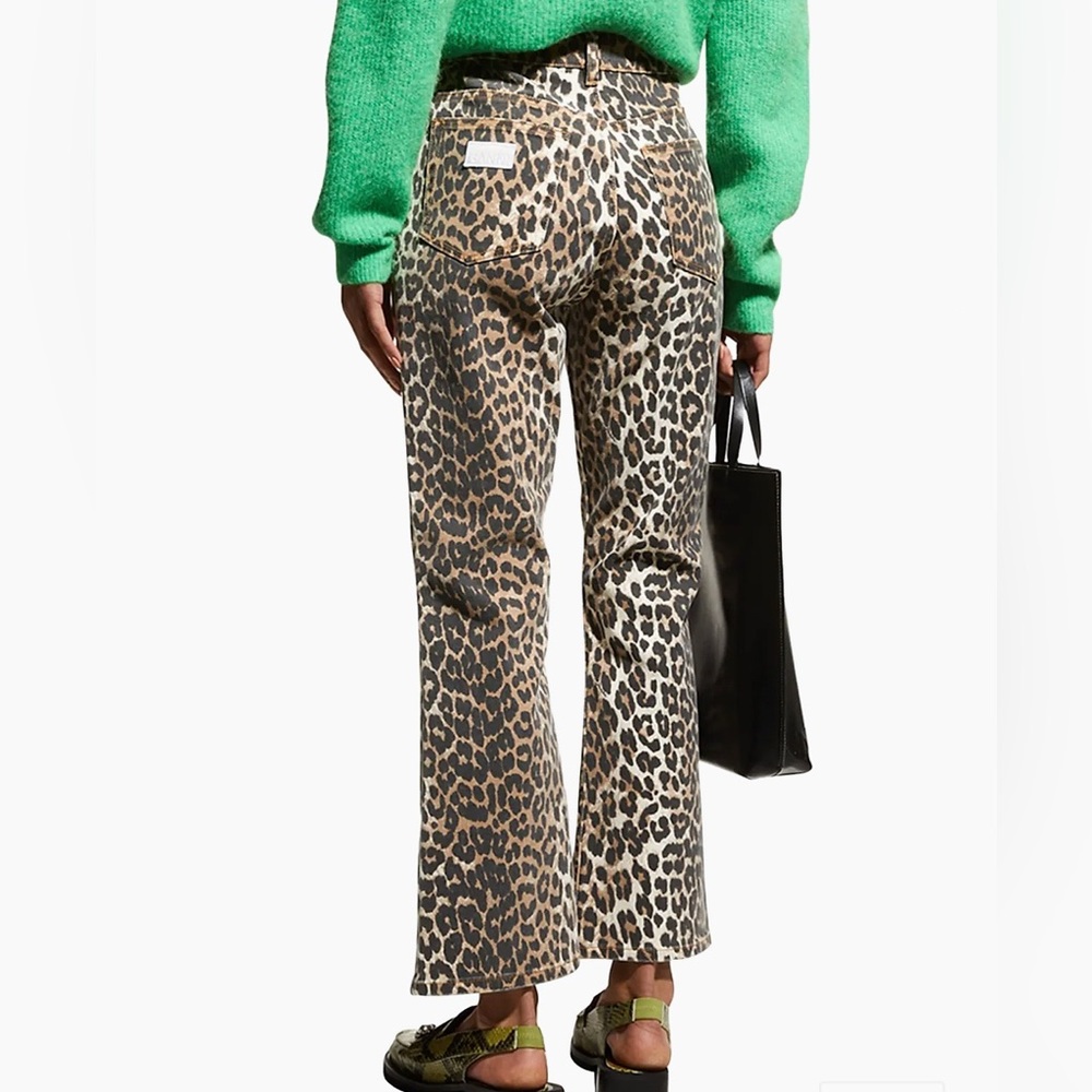 GANNI - Betzy Leopard Crop Jeans Leopard Size 28 - Picture 3 of 6